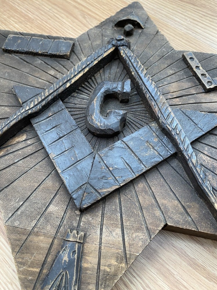 Masonic Carved Wood Sign