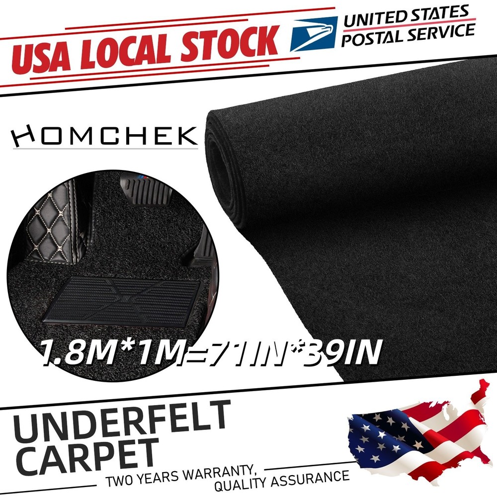 2mm 71" X 39" Black Upholstery Durable Automotive Carpet Replace Underfelt