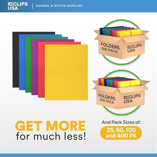Folders with Pockets 2 Pocket Bulk, Holds 100 Sheets (50 Multicolor