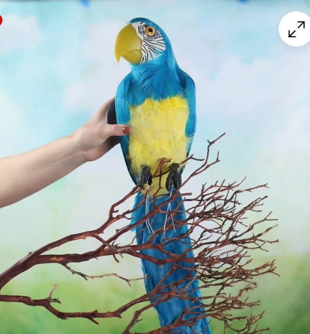 Lifelike 20" Long Tropical Blue Feathered Artificial Macaw Parrot Bird