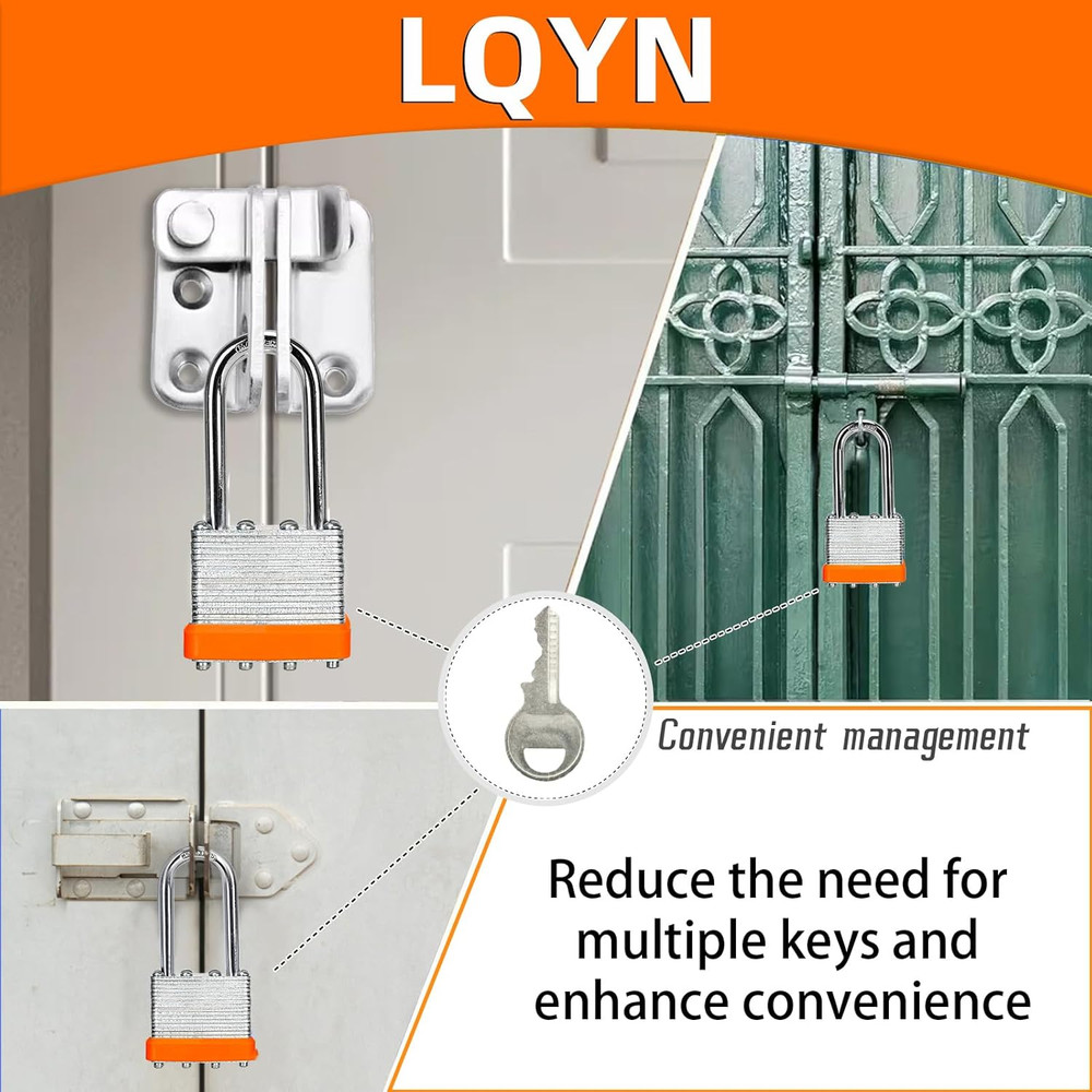 Padlocks with Same Key, 6 Pcs Laminated Keyed Padlock (1-9/16", 40Mm), Keyed Al