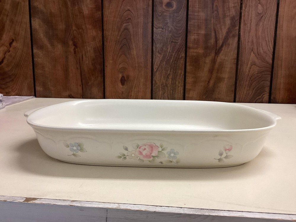 Pfaltzgraff Tea Rose Rectangular Baking Dish Casserole Ovenware USA Floral Pan