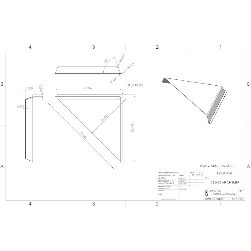 Air Diverter (Triangle) for 2'x2' Ceiling Air Diffuser-Package of 2