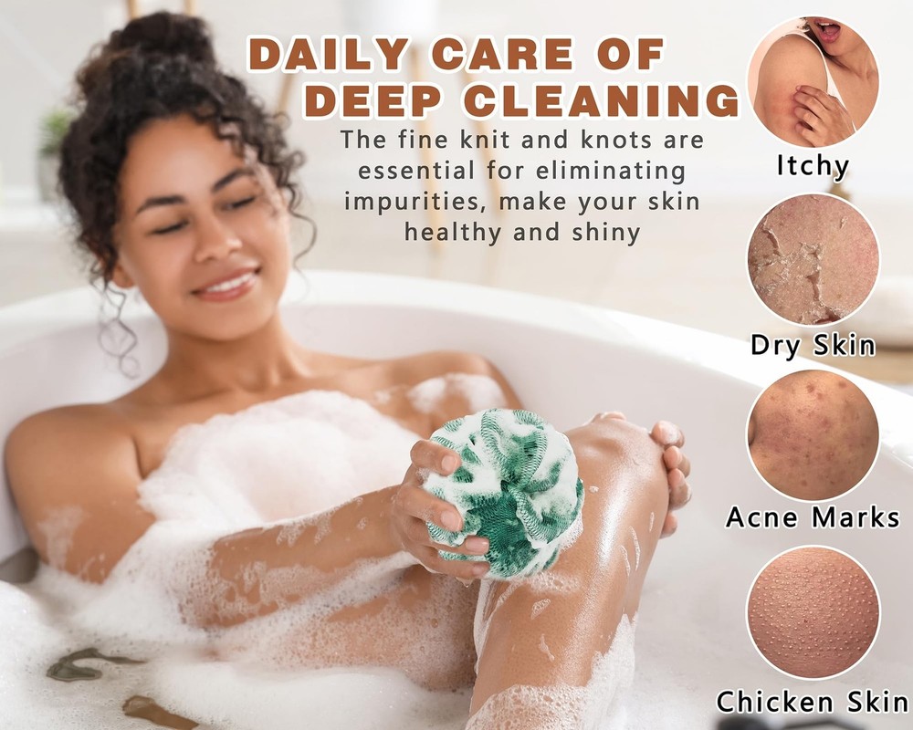 2 Pack African Net Sponge Exfoliating Scrubber Bath Sponge for Daily Use