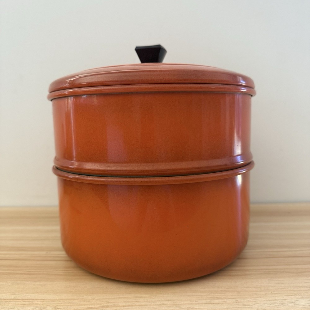 Vintage Retro Aluminium Cake Biscuit Tin Canister Stackable Orange