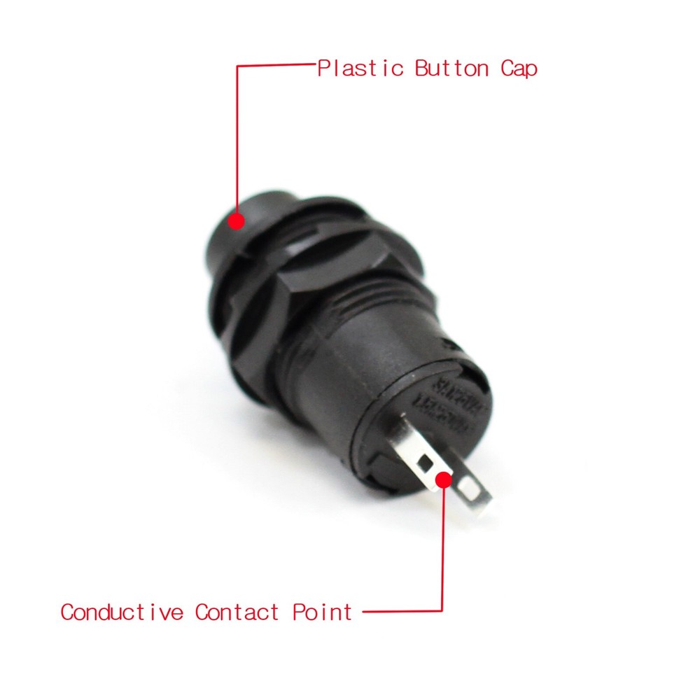 3 Pack SPST Normally Open Momentary Push Button Switch Black 32731B