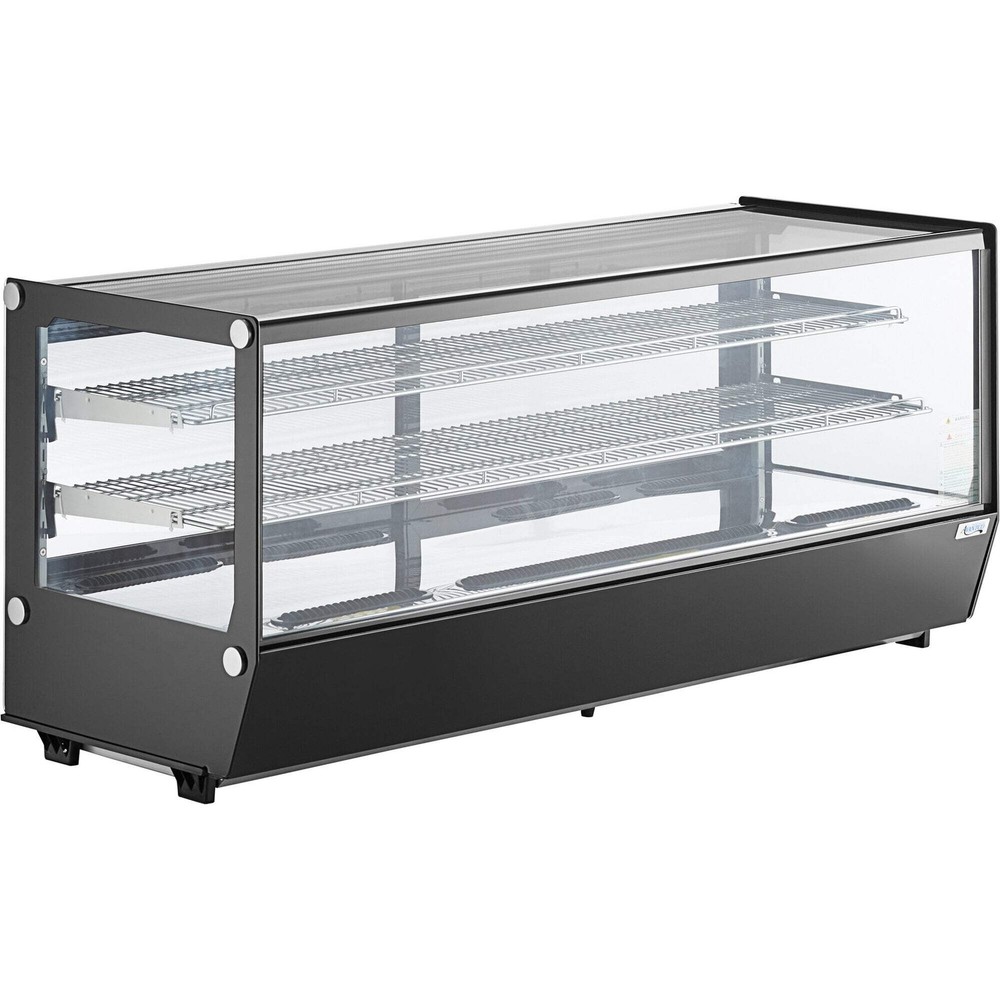 60" Black Refrigerated Square Countertop Bakery Display Case with LED Lighting