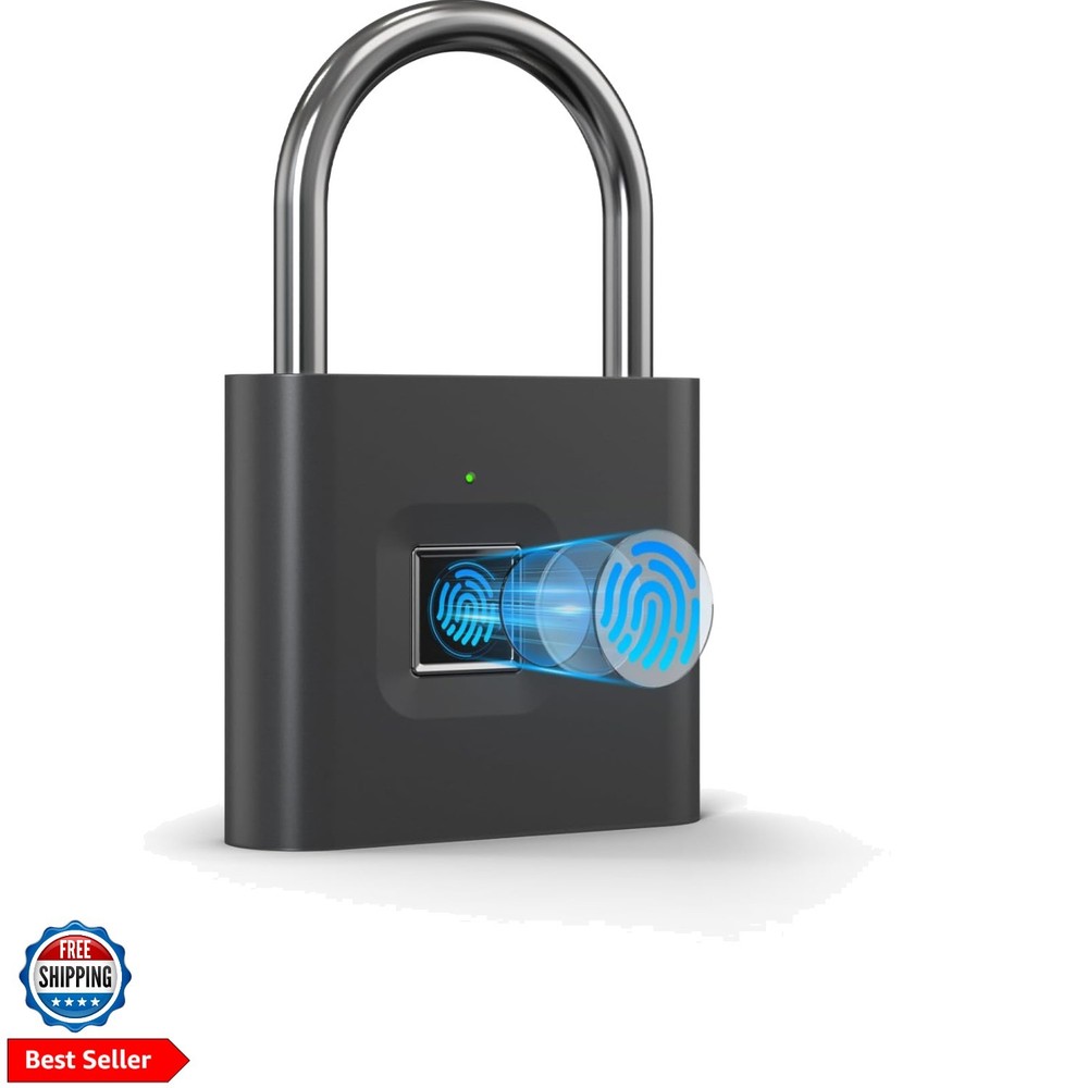 Keyless Portable USB Charging Fingerprint Lock,Smart Padlock Quick Unlock Wat...