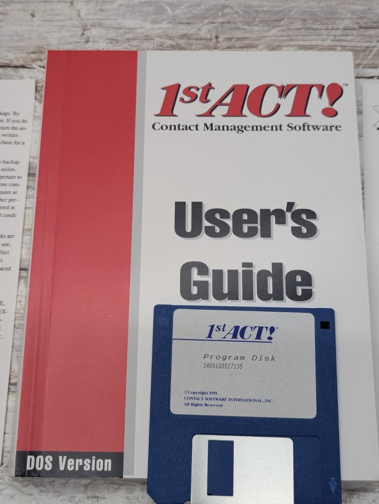 1st Act Contact Management Software Dos Version 1991 3.5 Floppy
