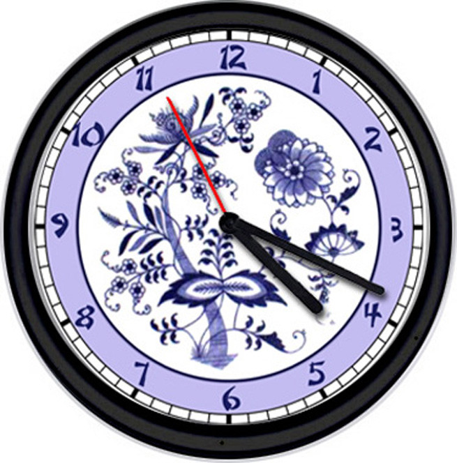 Blue Onion Danube Japan Floral Wall Clock #86