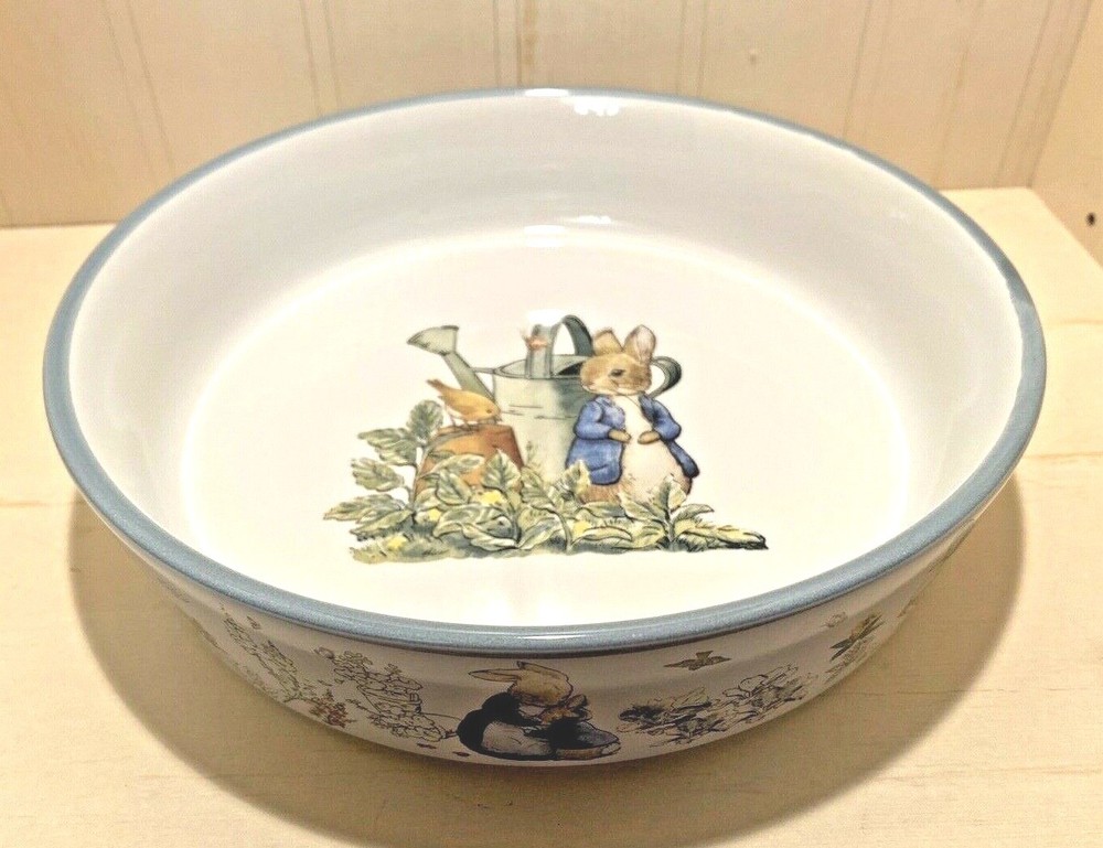 Beatrix Potter Peter Rabbit Easter Porcelain Vegetable Serving Bowl  9" NEW
