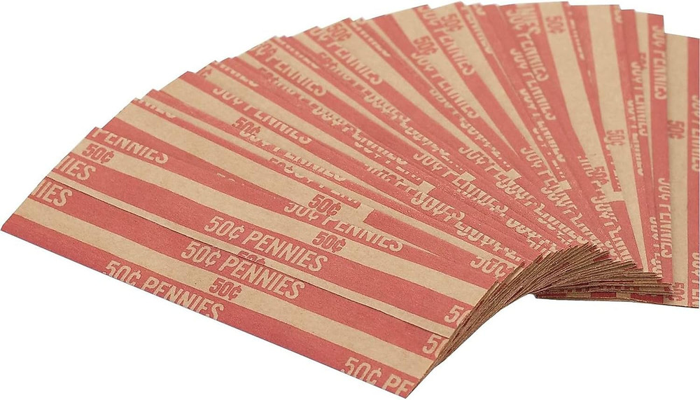 Flat Coin Wrappers - Heavy Duty - Paper - Red