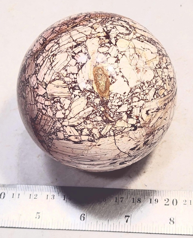 Chipboard Rhyolite 89mm Sphere - Angular Chiplike Inclusions - Decor Stone 6492