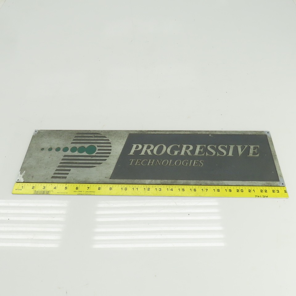 Progressive Technologies 24" x 6" Cast Iron Machine Name Plate Legend Logo
