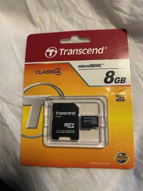 Transcend 8GB microSDHC Class 4 Flash Memory Card TS8GUSDHC4 BN & Sealed!