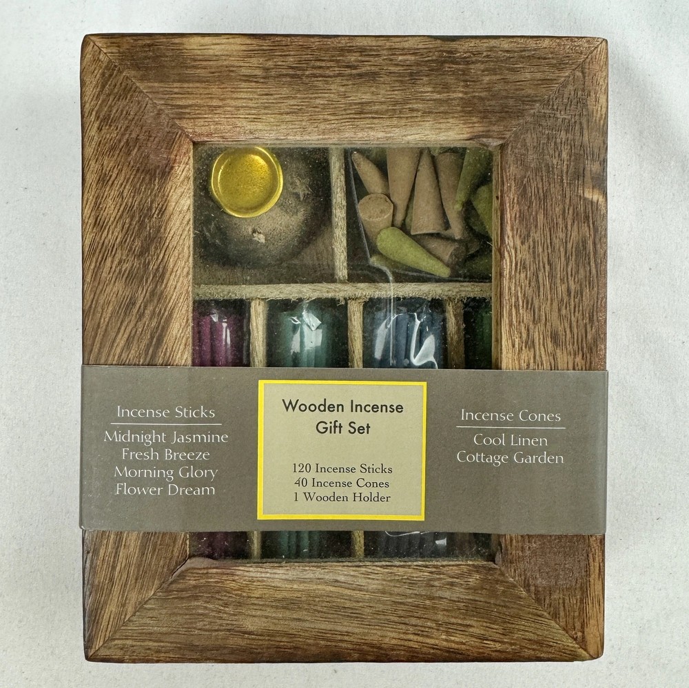Wooden Incense Gift Set Sticks Cones Holder