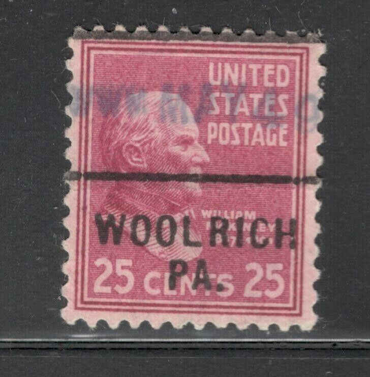 Sc # 829 ~ 25 cent William McKinley, Precancel, WOOLRICH PA.