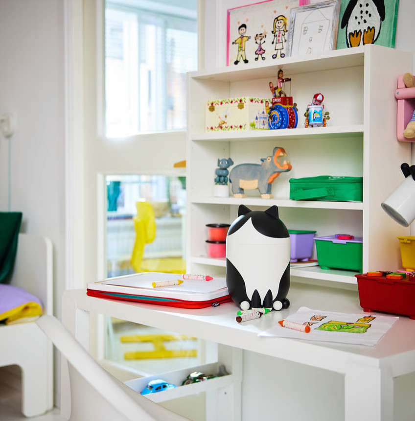2x IKEA GREJSIMOJS Storage Box With Lid Cat Shaped Orange / Black / White