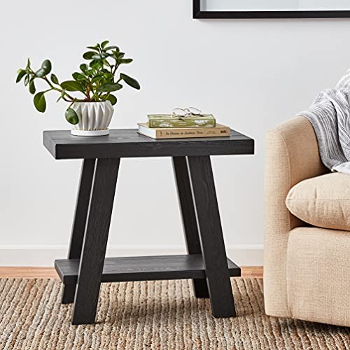 Athens Contemporary Wood Shelf Side Table Black