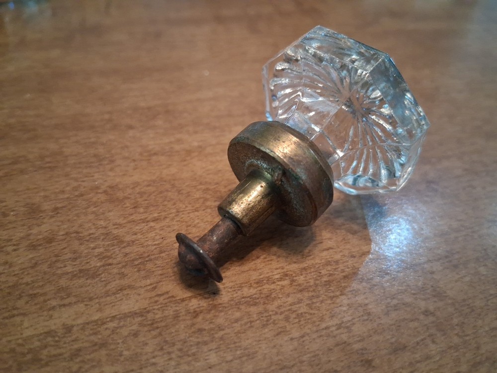 Antique Glass Drawer Pull Knobs Set Of 4 Octagon Shape