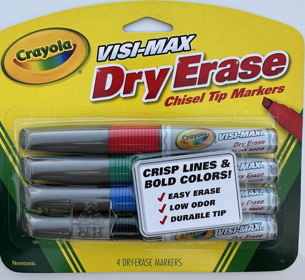 CRAYOLA VISI-MAX DRY ERASE Markers Chisel Tip