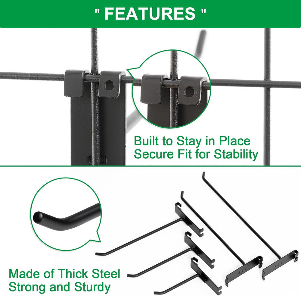4 Inch Gridwall Hooks, Grid Panel Hanging Hooks for Retail, Home, and Workspace