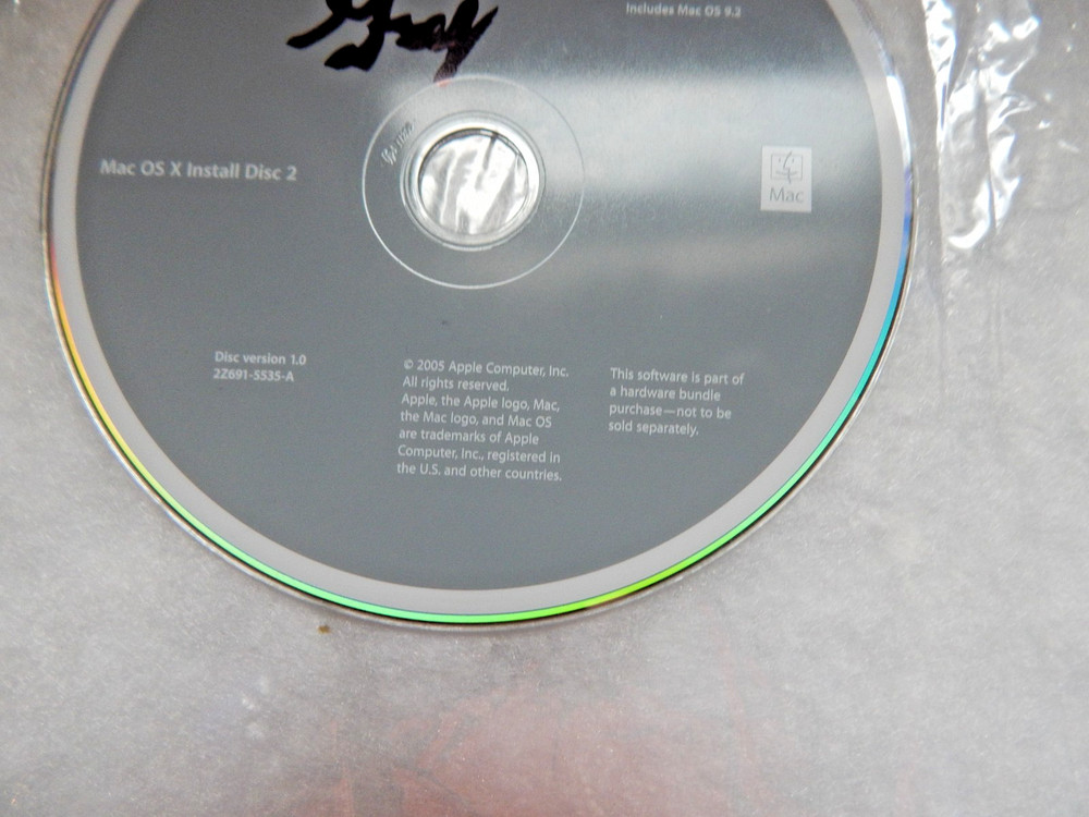 Apple Mac 2005 OS X Install Disc 2 Disc Version 1.0 2Z691-5535-A
