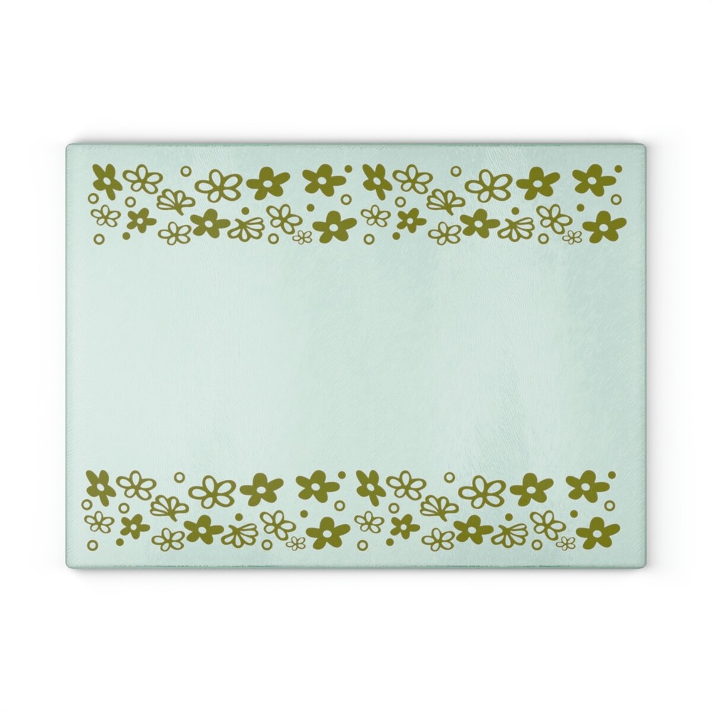 Glass Cutting Board, Pyrex Spring Blossom inspired, Crazy Daisy