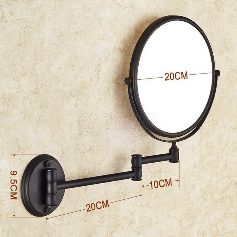 Black Bronze Folding Dual Arm Extend Bathroom Mirror Wall Mounted Makeup Mirror