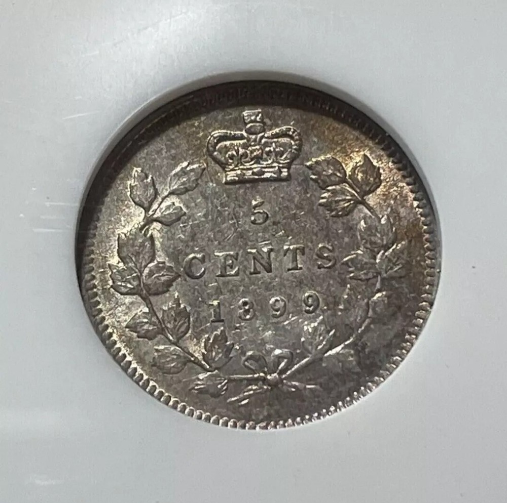 1899 Canada Five Cents Silver - NGC AU 58