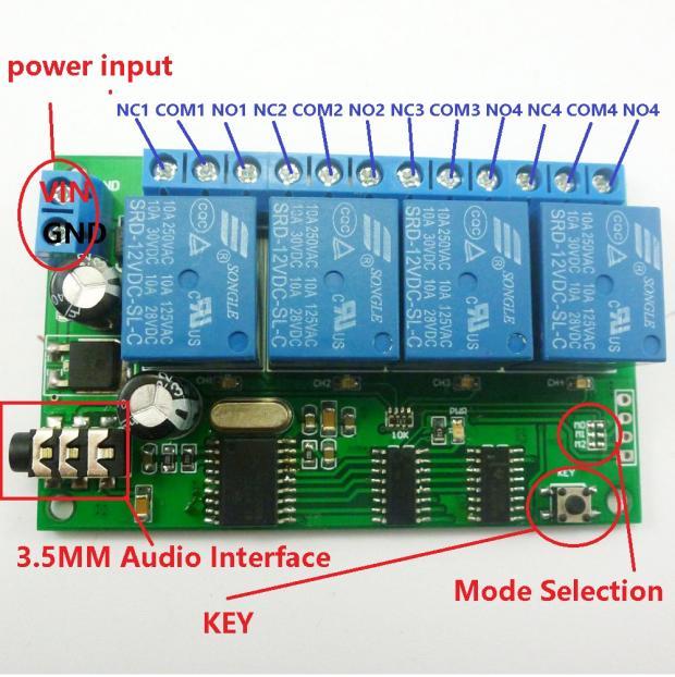 4 CH DTMF MT8870 Audio Decoder Smart Home Controller Voice Mobile Phone Control