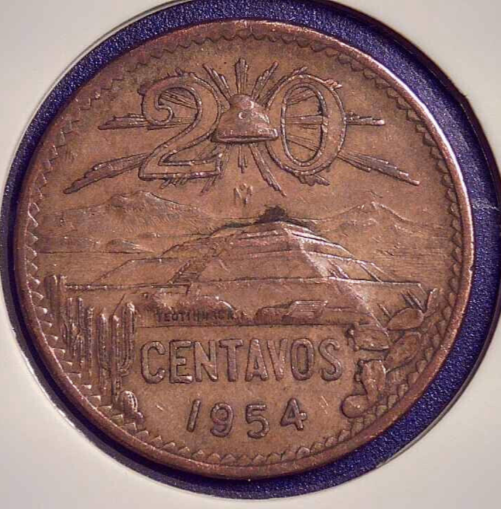 Mexican 1954 20 Centavos Km#440