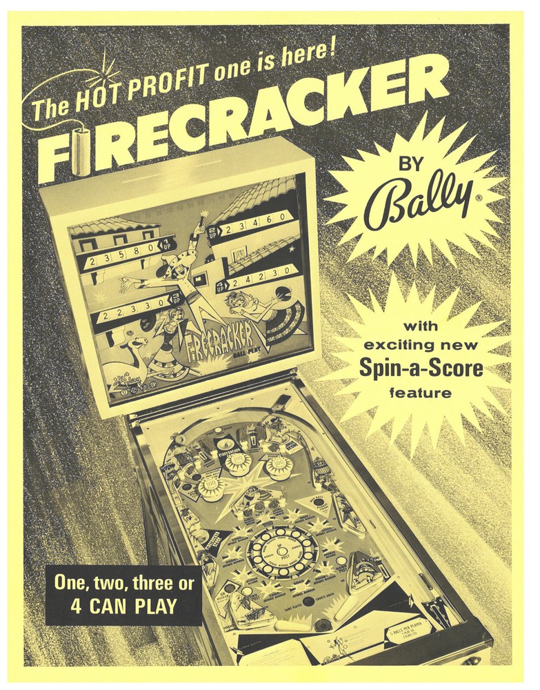 Firecracker Bally Pinball Flyer / Brochure / Ad - Mint Condition -