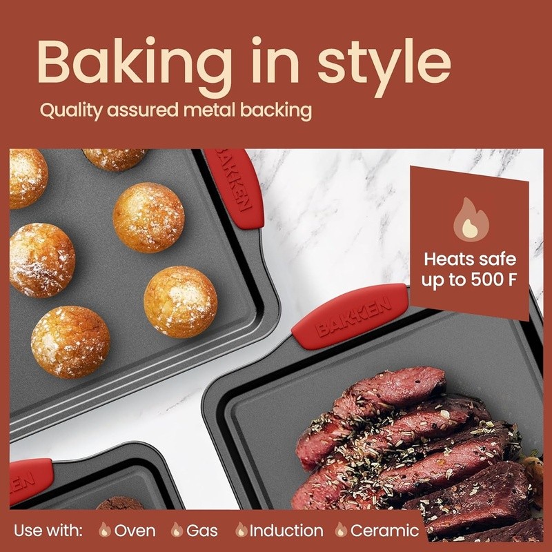 Nonstick Carbon Steel 8-Piece Bakeware Set Stackable Oven Safe Baking Pans New