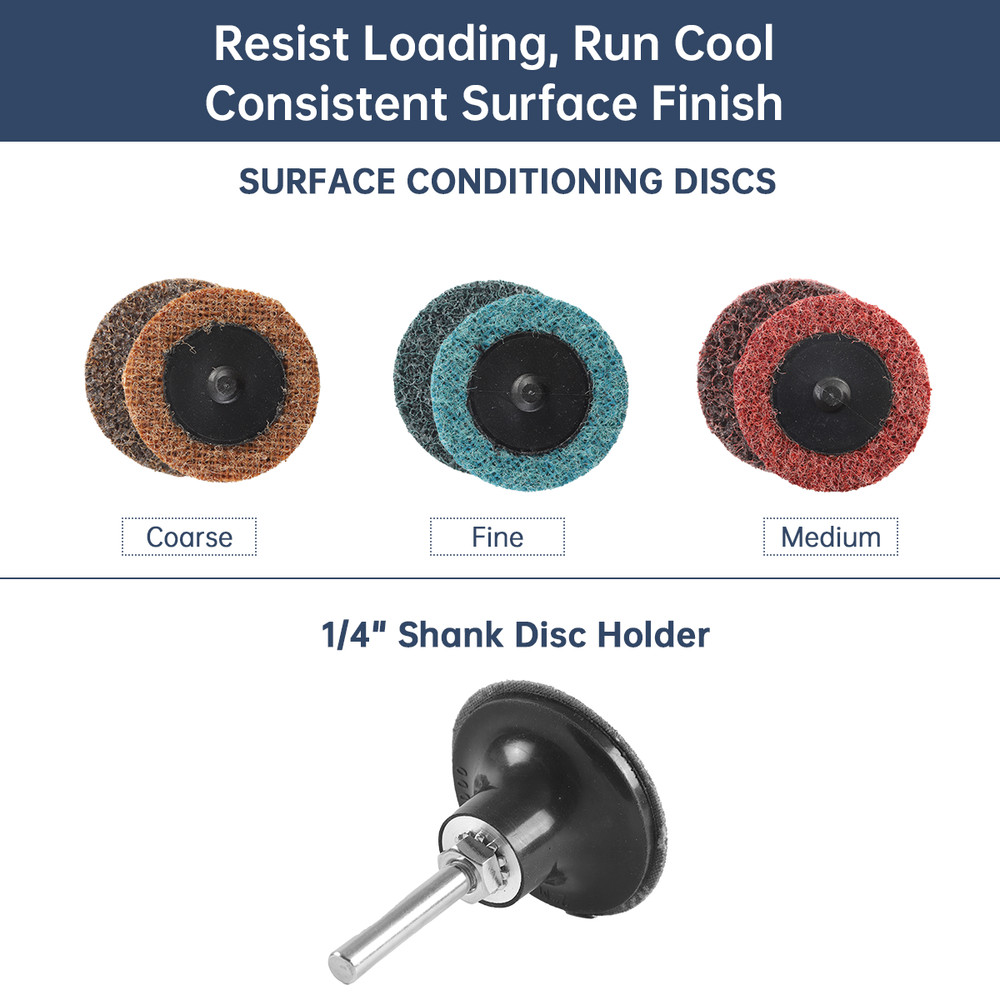 80x 2" Roll Lock Sanding Disc Set W/ 1/4 Holder Die Grinder Quick Change Disc US