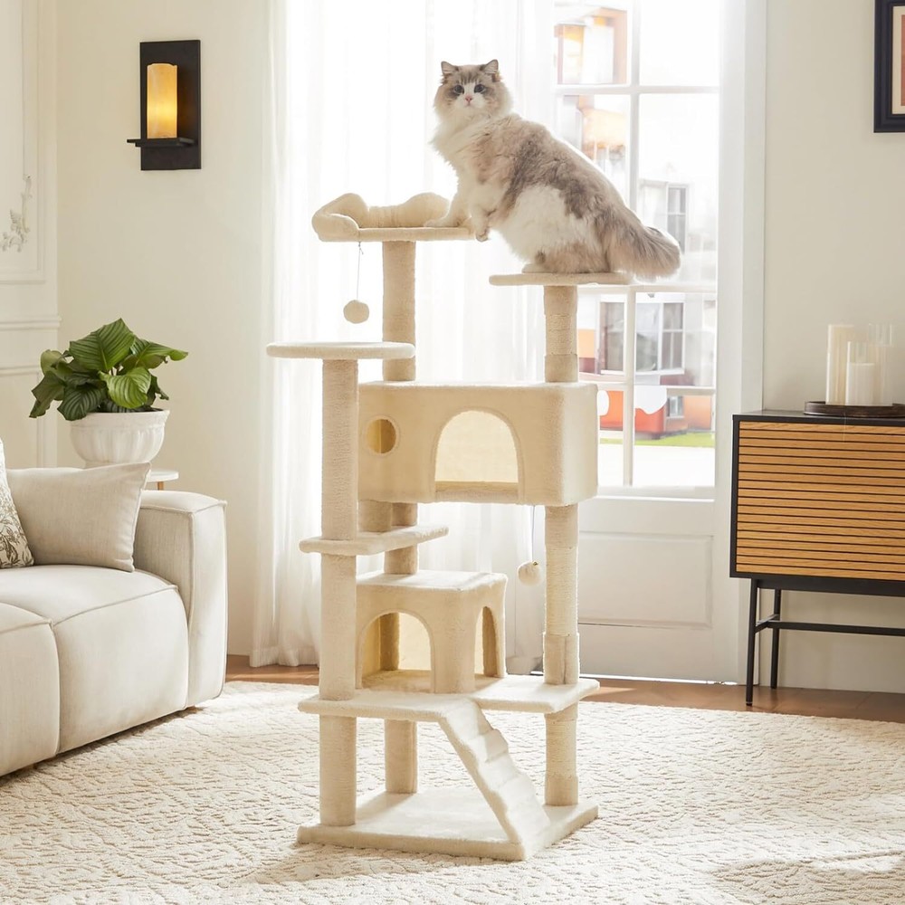 54" Multi-Level Cat Tree with Scratching Posts Toys Plush Padded Cat Tree Tower