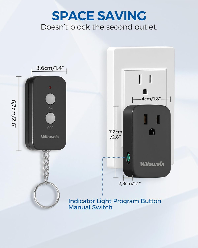 Remote Control Outlet Plug Wireless on off Power Switch, Black Remote Light Swit