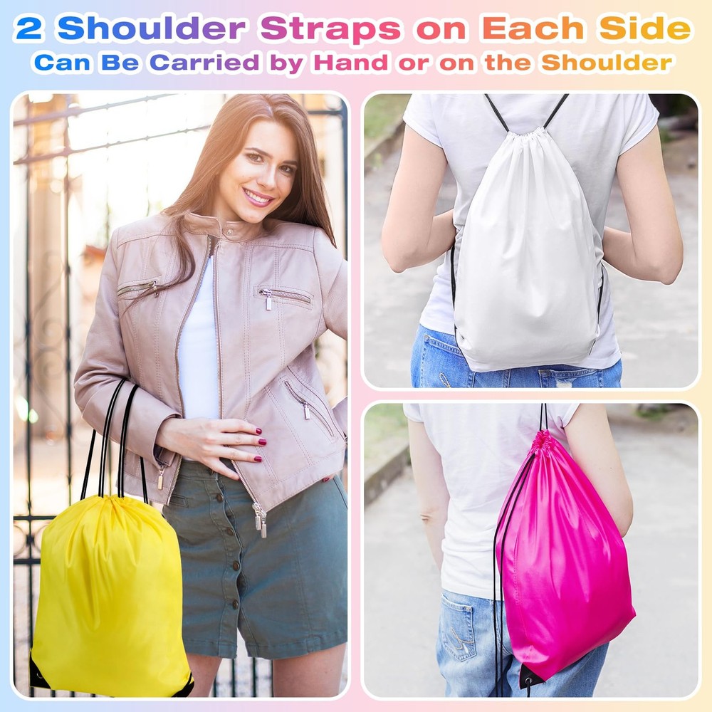 PUREZON 100 Pcs Drawstring Backpack Bulk,10 Colors One Size, Multicolor