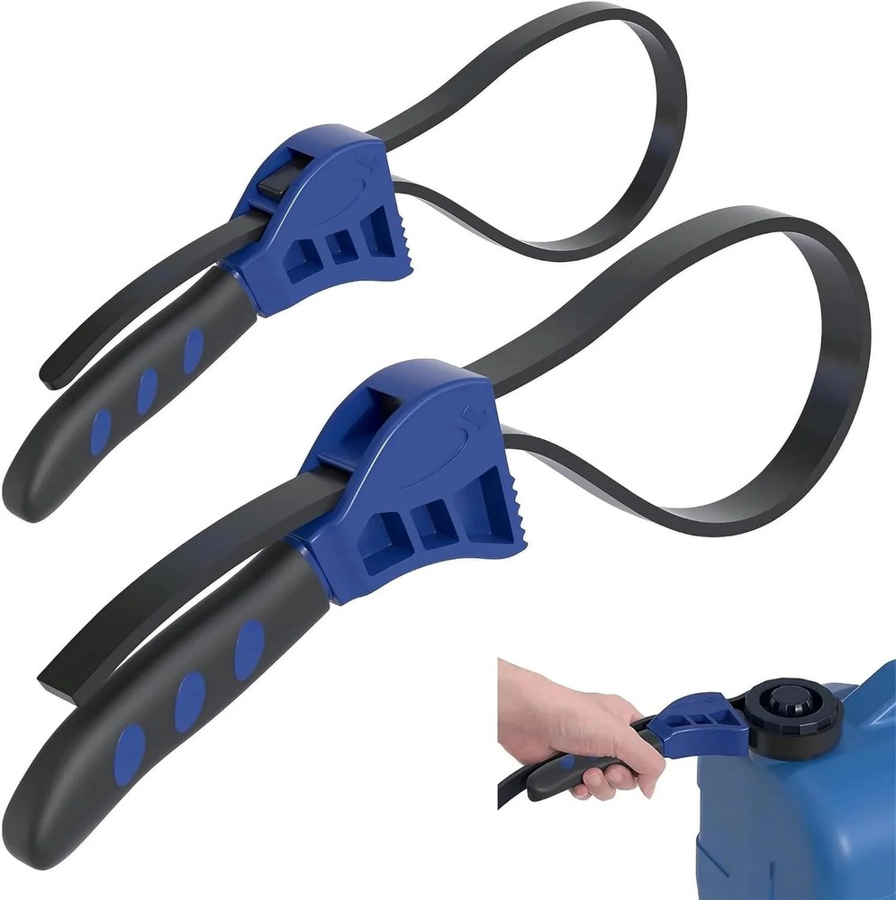 2-Pack Adjustable Rubber Strap Wrench Set - 25.20" & 20.48" Heavy-Duty Strap Wre