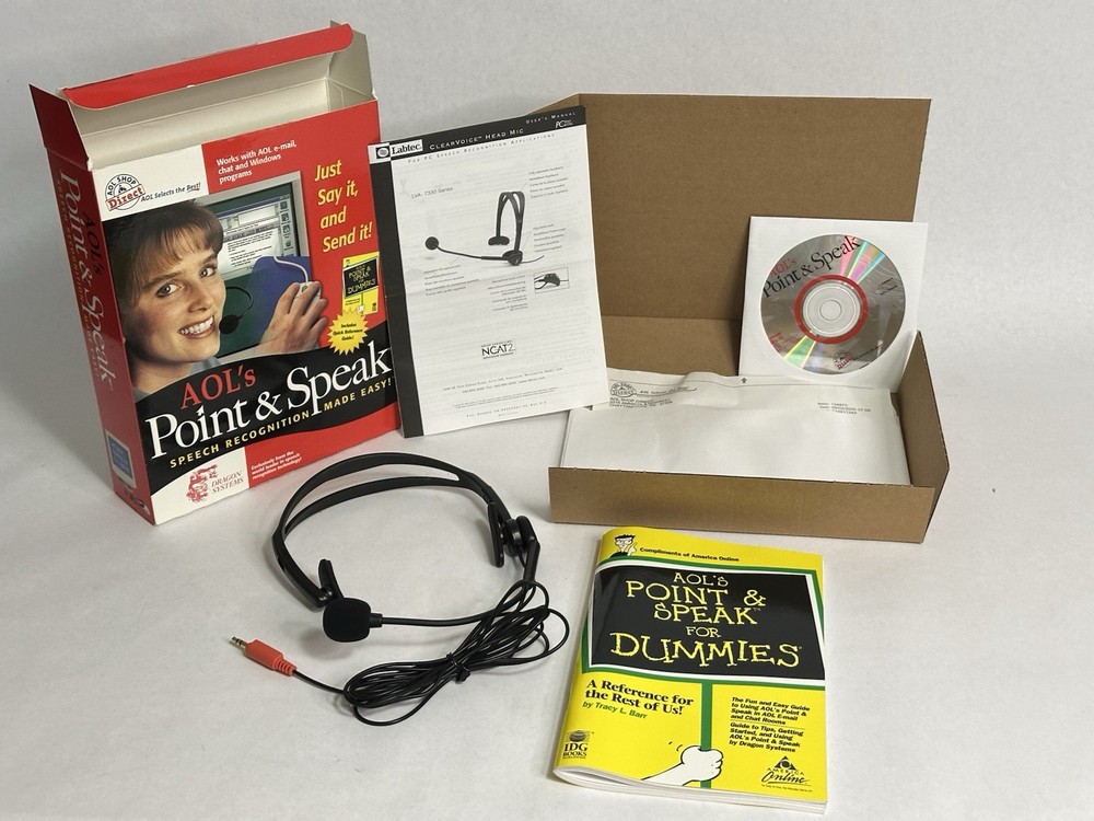 AOL's Point & Speak Speech Recognition |Dragon Systems headset software dummies