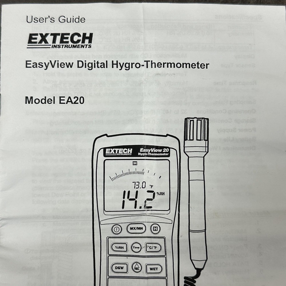 Extech EA20 Hygro-Thermometer, Tested Working!