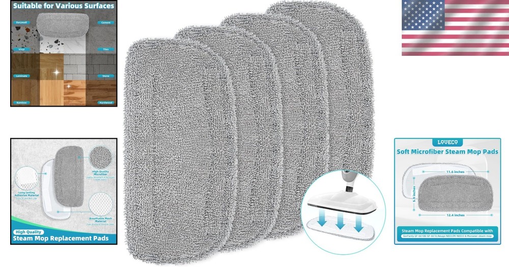 Washable Microfiber Steam Mop Replacement Pads for All Surface Cleaning