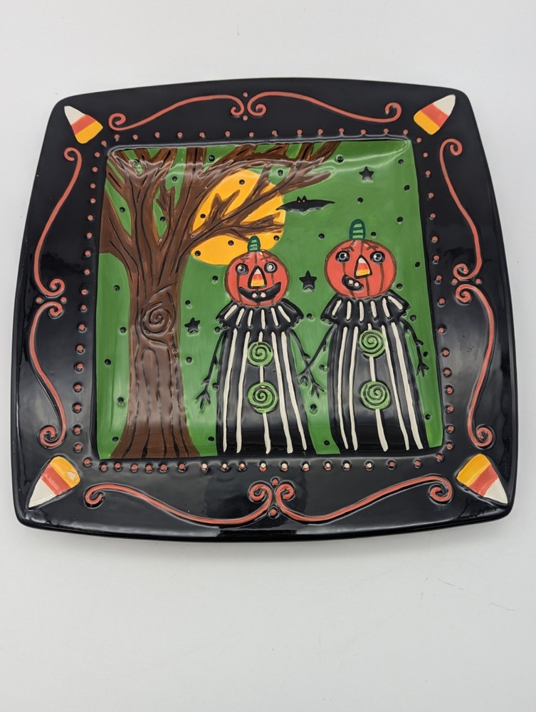 Bloom/ Bethany Lowe Designs Halloween  Pumpkin Men  Square Ceramic  Platter