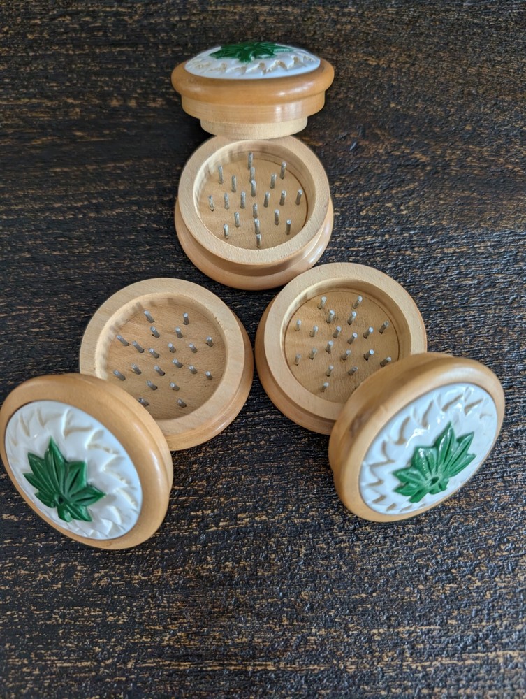 Three Handmade Wooden Grinders