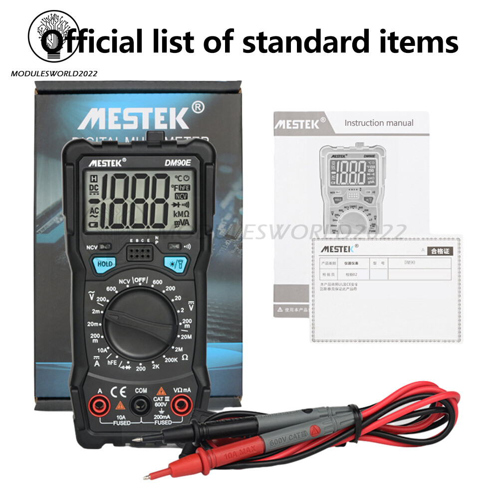 DM90E Digital Multimeter Auto Intelligent Tester AC/DC Voltage Meter 1999 counts