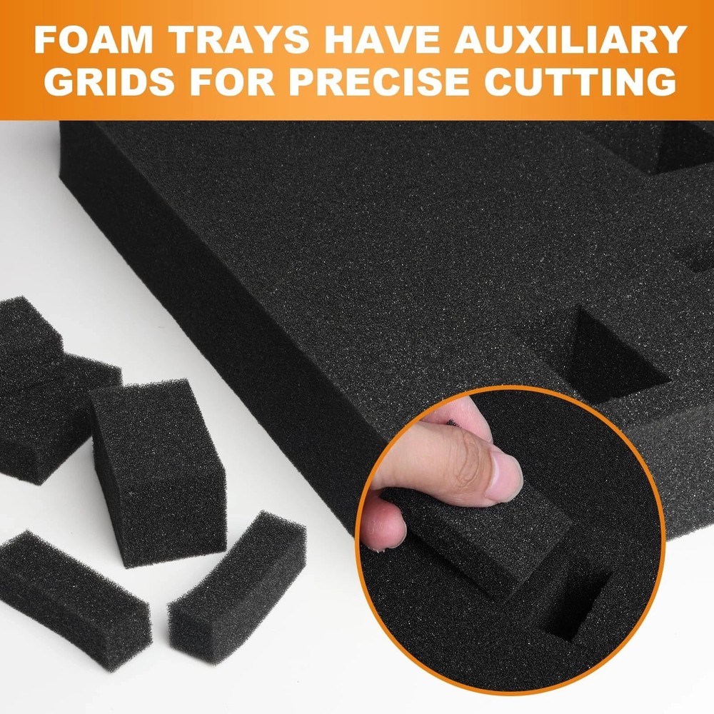 4 Pcs Polyurethane Pluck Pre Cube Sheet Foam for Boxes Cases, 16x12x2 Inch