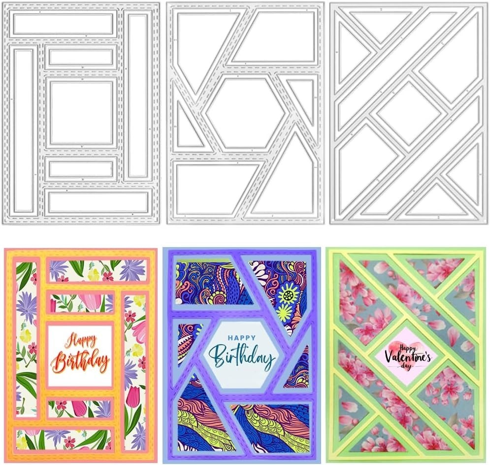 3 PCS Rectangular Die Cuts for Card Making, AFUNTA Frame Scrapbook Metal Cutting