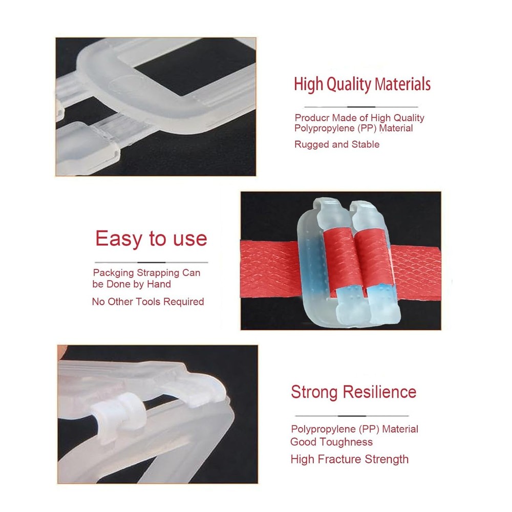 1/2" x 500' Red Polypropylene Strapping Kit with 100 Buckles - Secure Packaging
