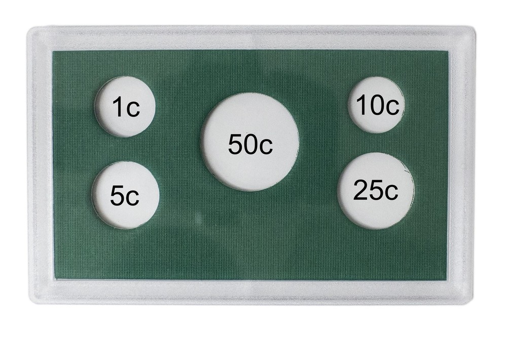 Empty Plastic Lens with Green Insert Holds 5 Coins, 10 Pack