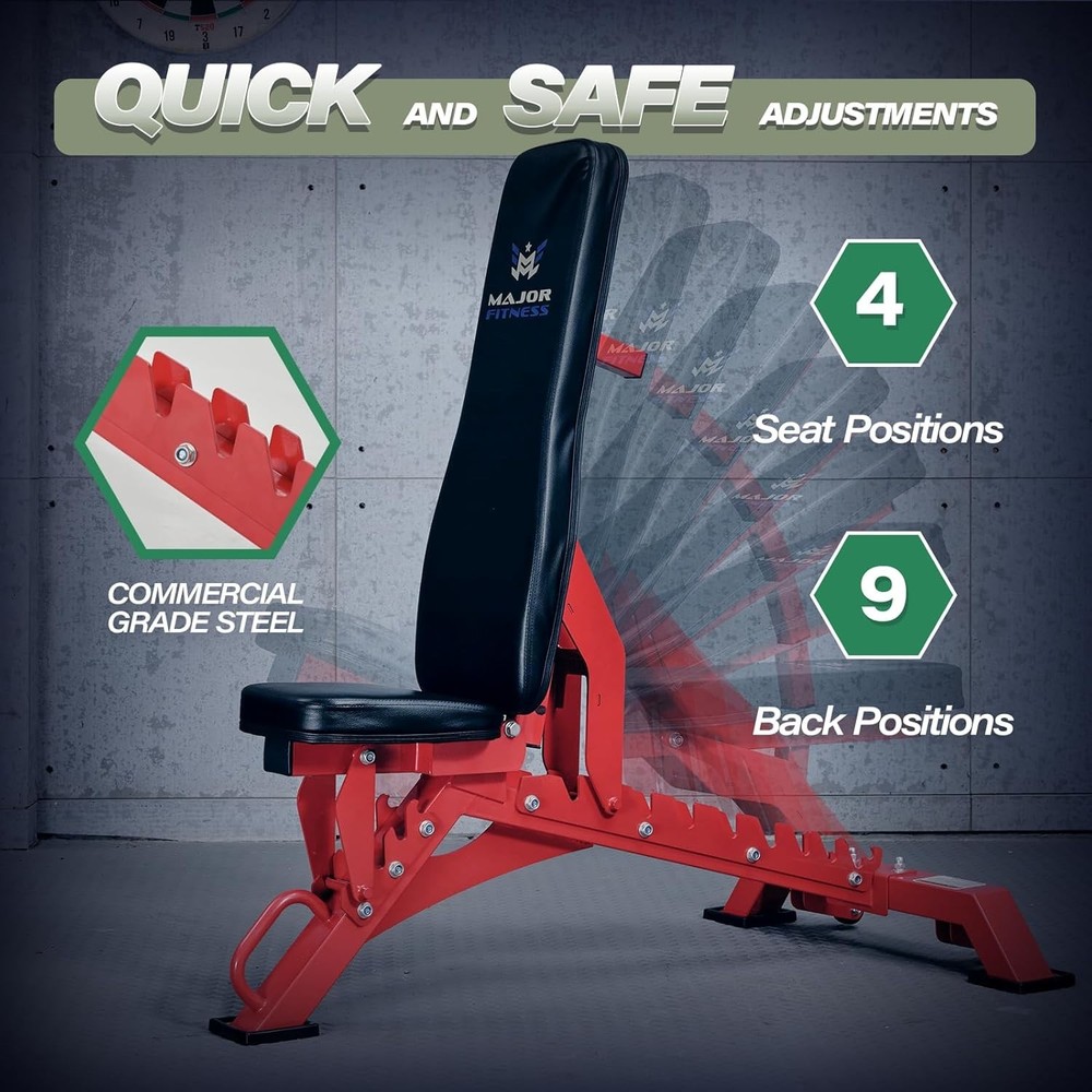 Versatile Adjustable Workout Bench, 32 Positions for Strength Training & Comfort